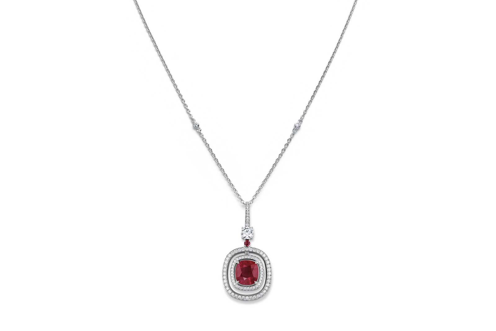 Gübelin ‘Glowing Ember’ necklace with feature Burmese 3.54ct ruby, diamonds and signature ruby accent 