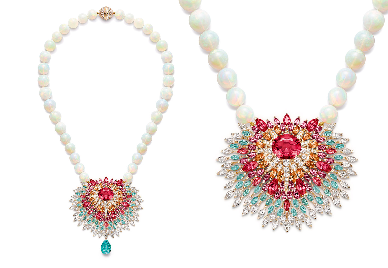  Piaget 'Blazing Sky' necklace from the 'Sunlight Escape' collection with Paraiba tourmalines, spinels, spessartite garnets, sapphires, opals and diamonds