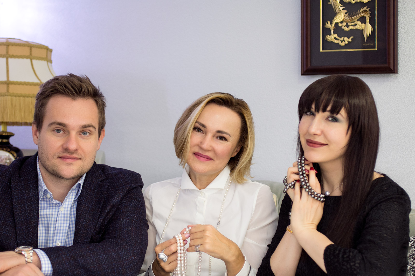 The founders of Podnebesnaya and Podnebesny, Ilya Podnebesny and Ksenia Podnebesnaya with Katerina Perez