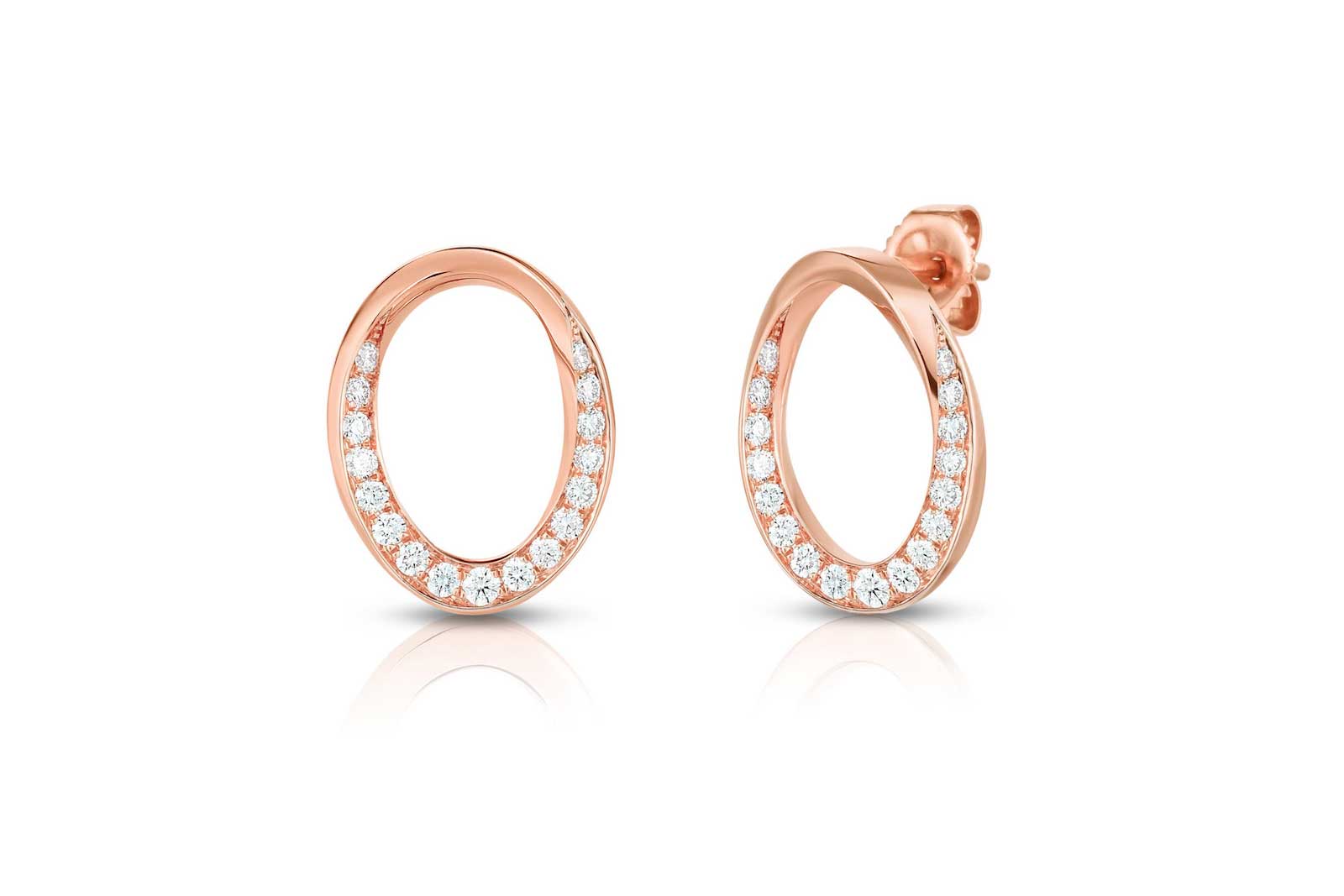  Lauren Addison 'Single Link' earrings with diamonds in 14k rose gold