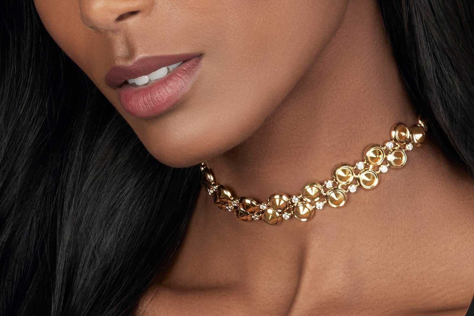  Vanleles 'Sahara' collection double choker with diamonds in 18k yellow gold