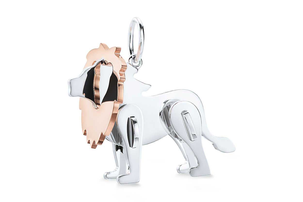  Tiffany&Co. 'Save the Wild' lion charm in 18k rose gold and sterling silver