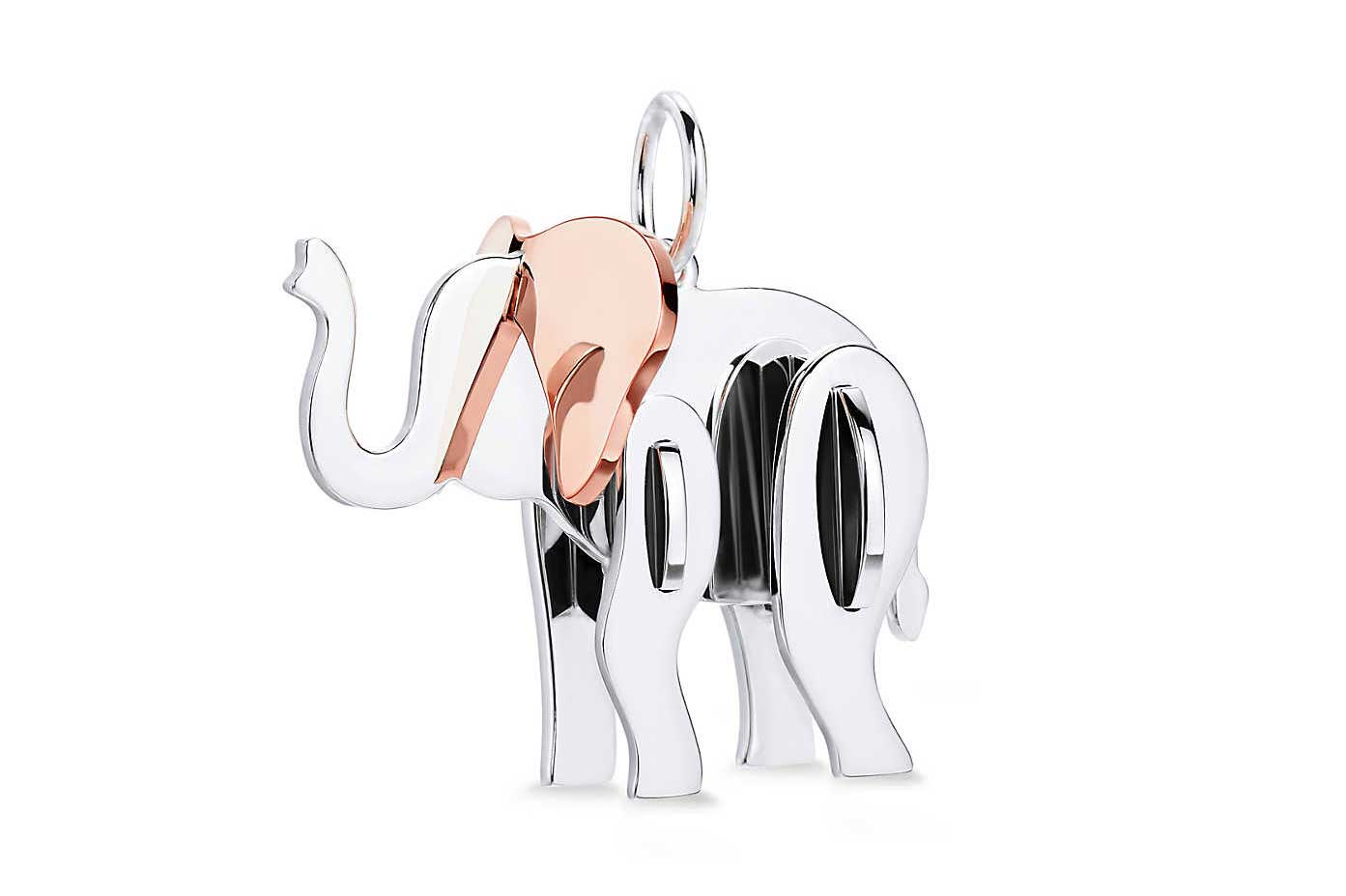  Tiffany&Co. 'Save the Wild' elephant charm in 18k rose gold and sterling silver