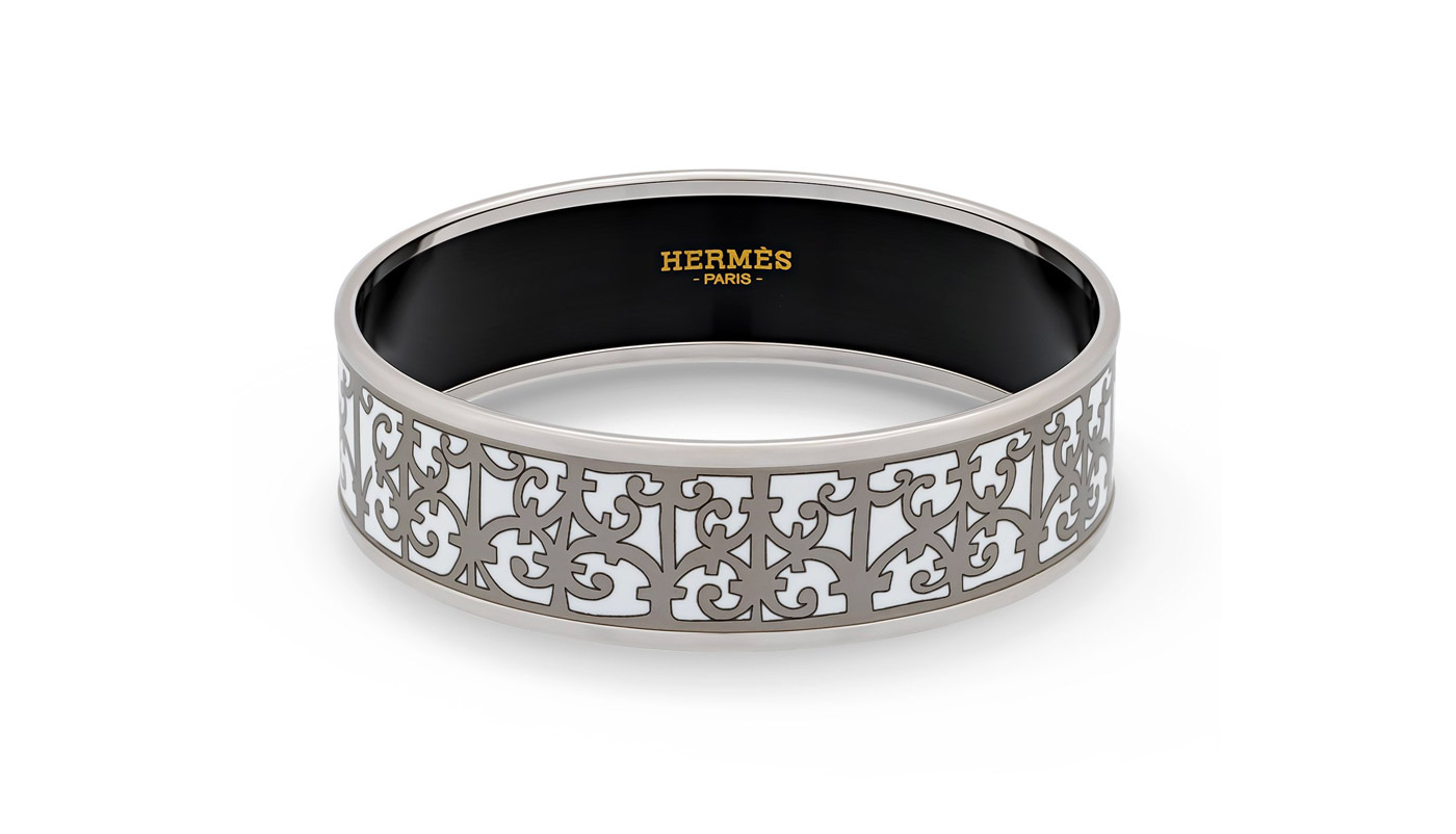  Hermes Enamel Stainless Steel Balcons du Guadalquivir Bangle 