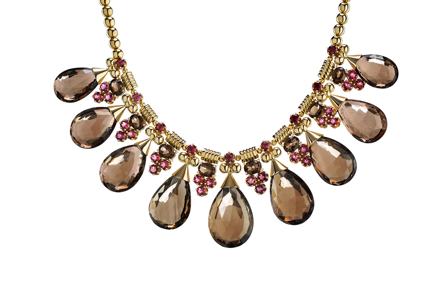 Drop Shaped necklace with smokey quartz from Azza Fahmy The Gypsy collection