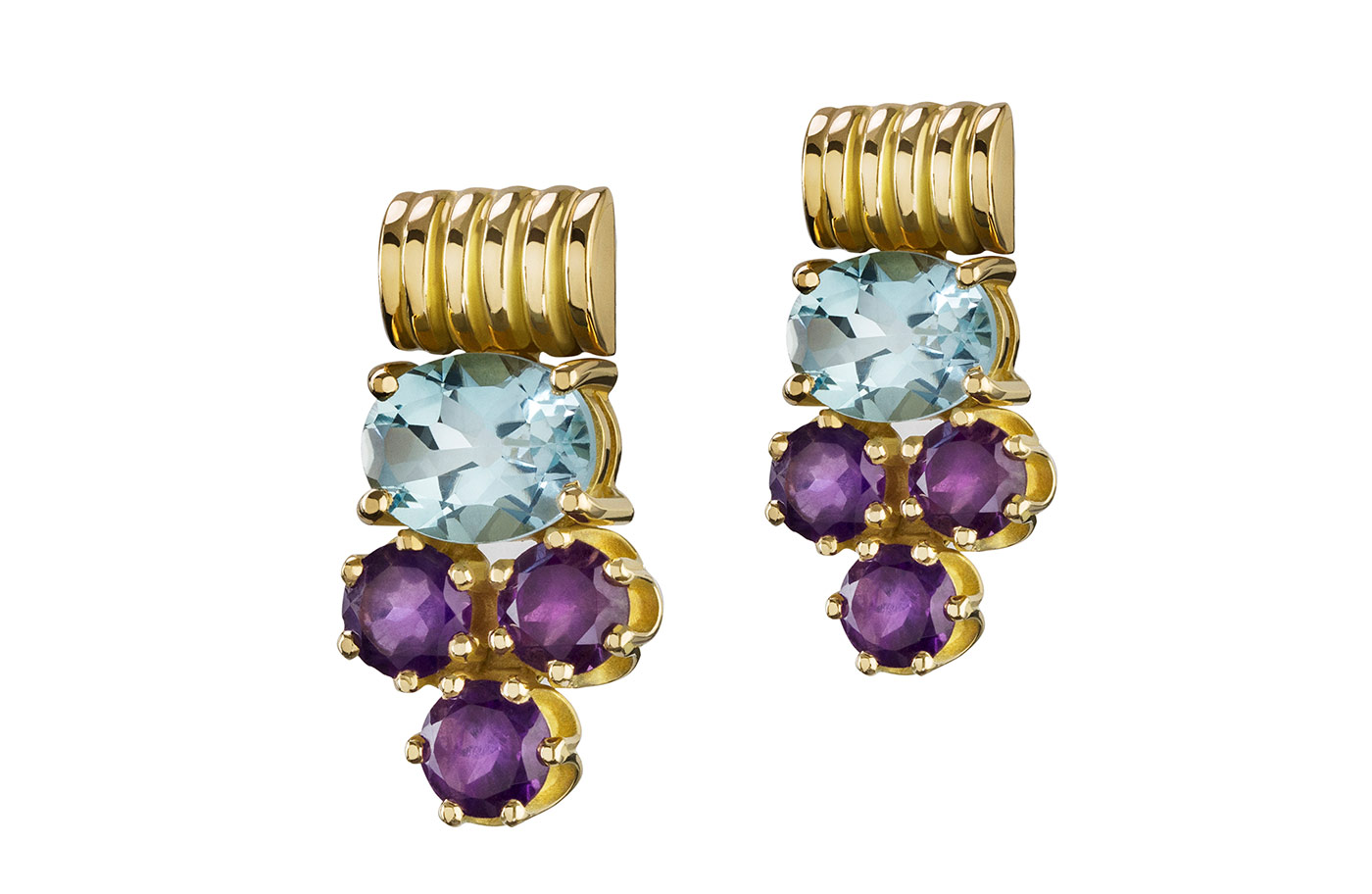  Gold Stone earrings with precious stones from Azza Fahmy The Gypsy collection 