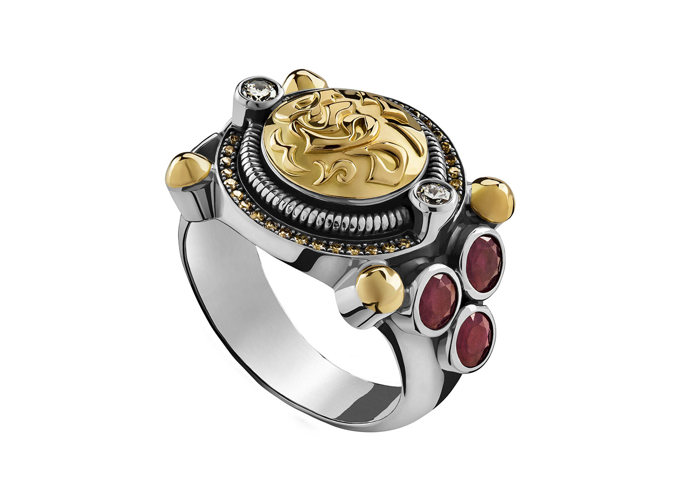  Classic Calligraphy ring in yellow gold and silver from Azza Fahmy The Gypsy collection