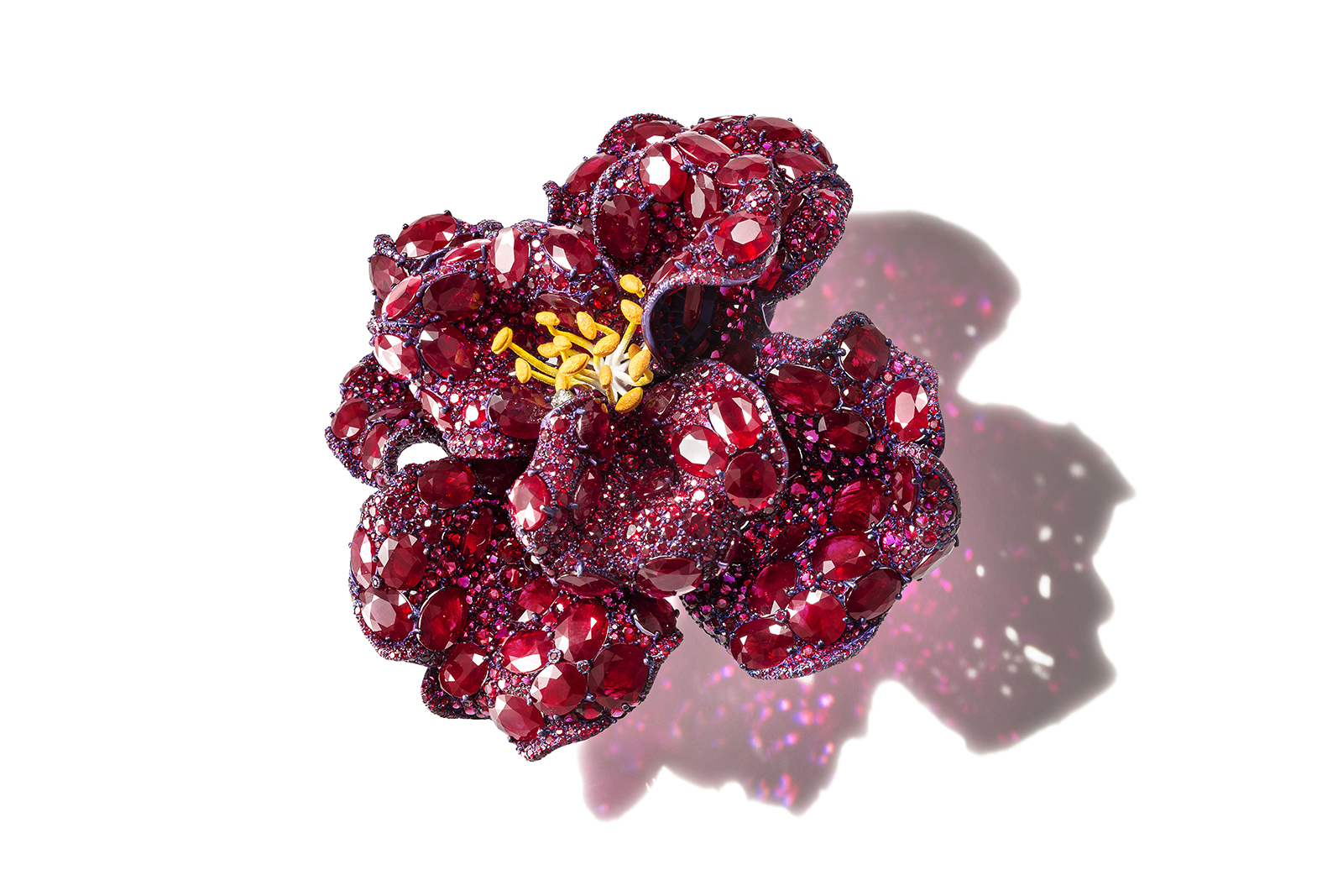 Cindy Chao ‘Peony’ brooch with 2,458 rubies totalling almost 230 carats in titanium