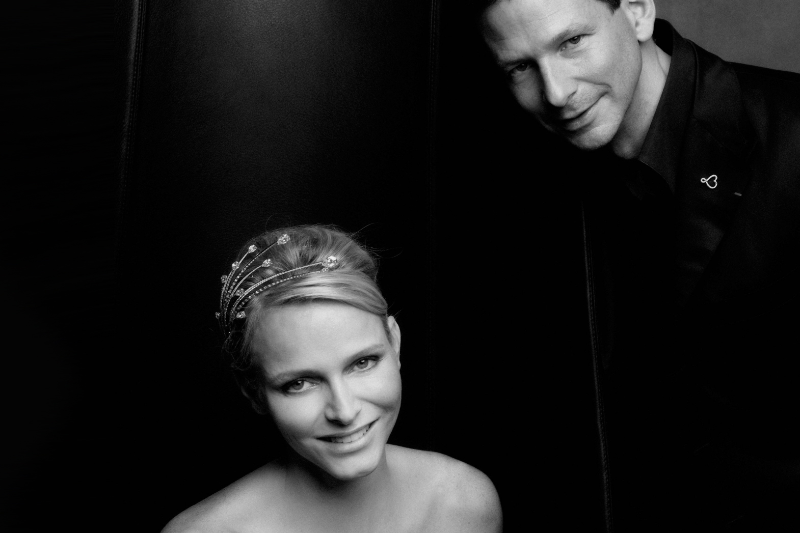 Lorenz Bäumer with Princess Charlene of Monaco and the diamond tiara he created for her wedding