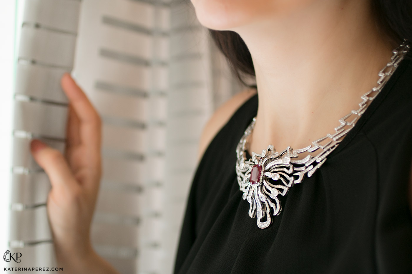 Gübelin ‘Wings of a Dragonfly’ transformable necklace with 10.64ct Burmese ruby and 13 cushion cut diamonds, 43 fancy cut diamonds and 1788 round brilliant cut diamonds totalling 19.49ct