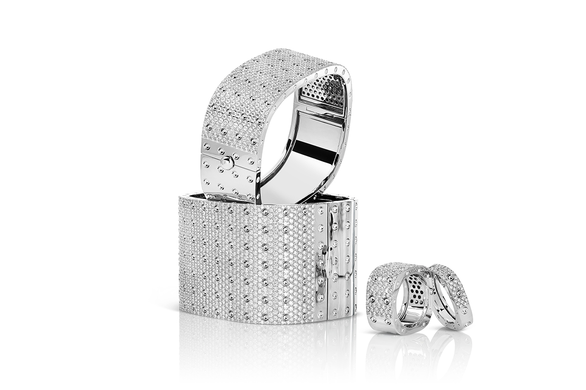  Roberto Coin bangles from the 'Princess Flower' collection with diamonds in 18k white gold