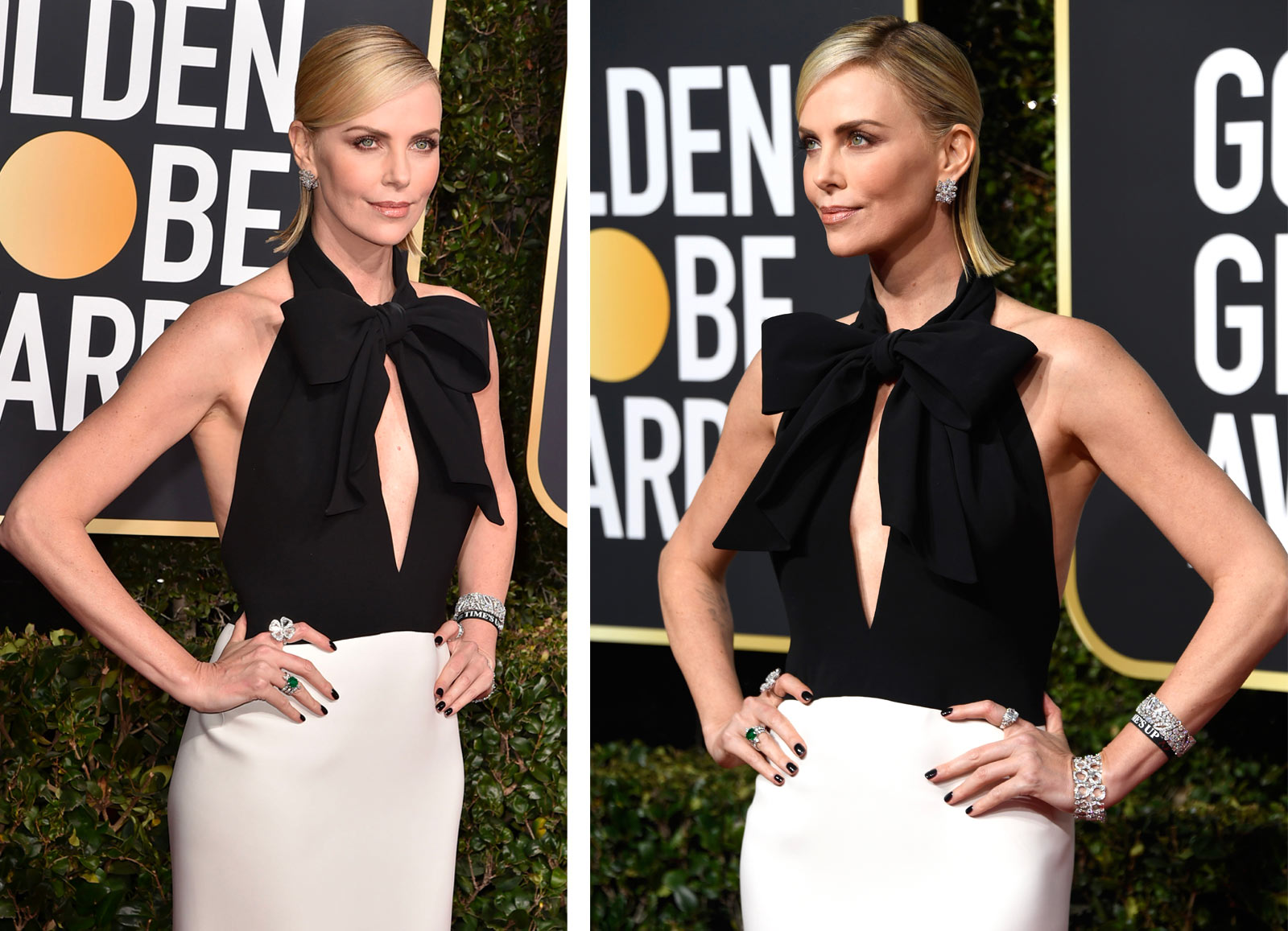  Charlize Theron wearing Bulgari jewellery at Golden Globes 2019