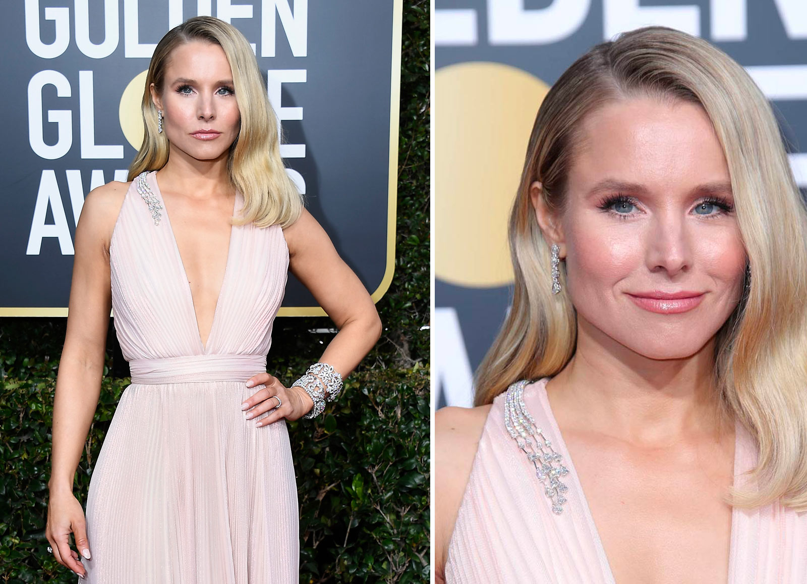  Kirsten Bell wearing Harry Winston diamond jewellery at Golden Globes 2019