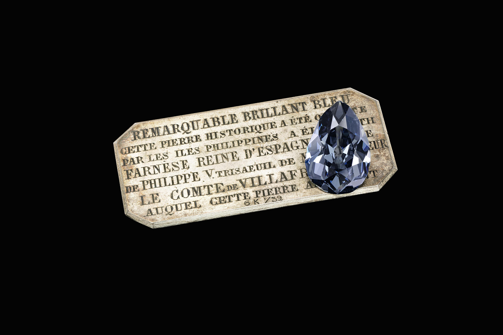 The ‘Farnese Blue’ - a pear cut 6.16 carat fancy dark grey-blue diamond 
