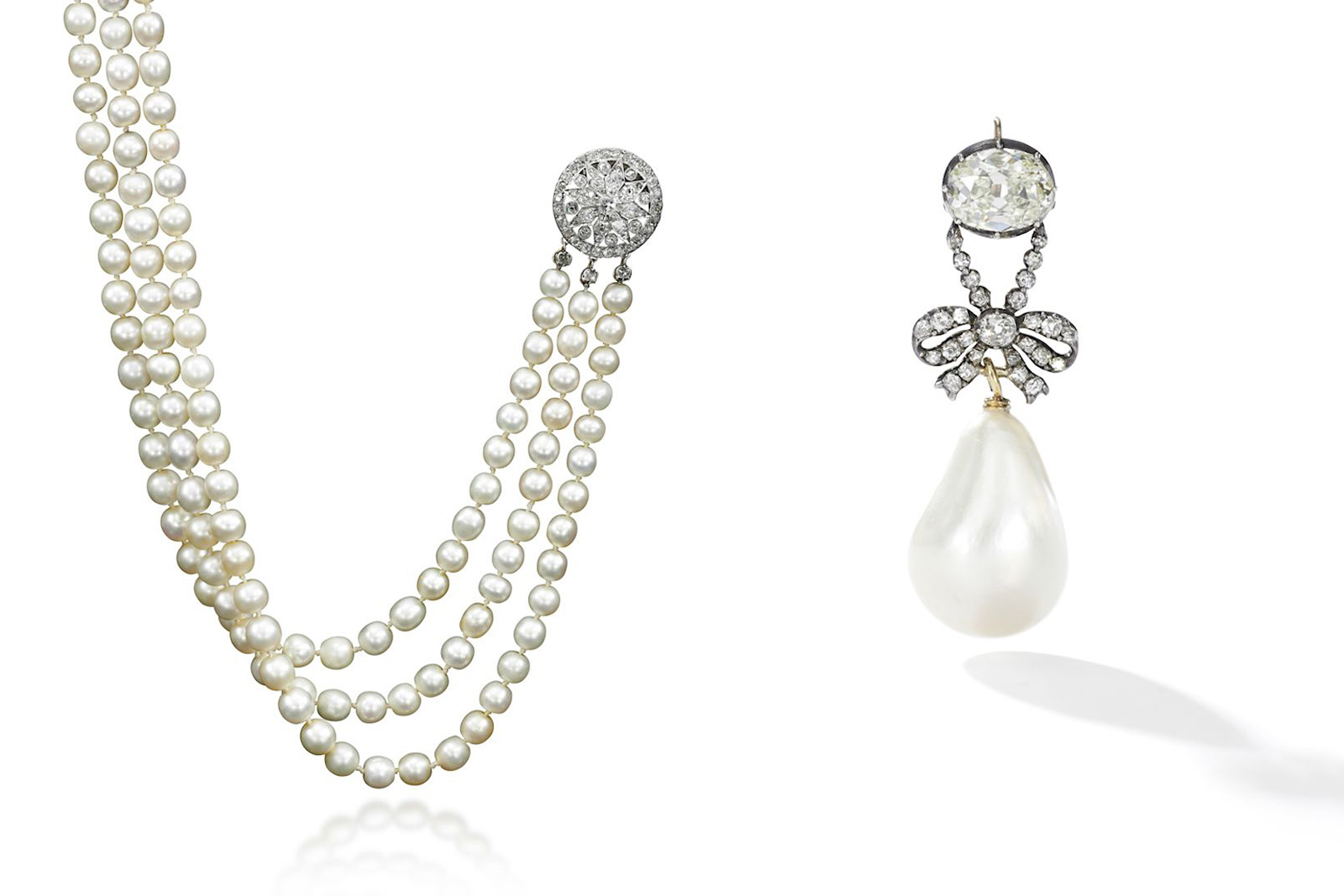  Marie Antoinette's diamond pendant with a pearl ‘of exceptional size’ from the ‘Royal Jewels from the Bourbon-Parma Family’ auction