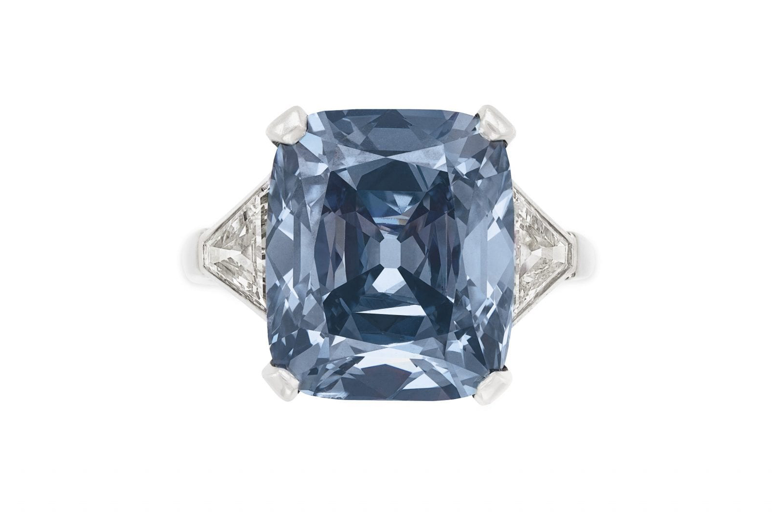  The ‘Bulgari Blue’ cushion cut 8.08ct fancy vivid blue diamond ring