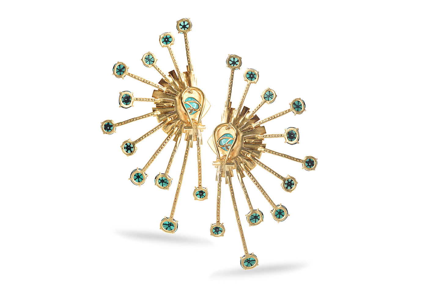  Coomi 'Bloom' earrings in collaboration with Muzo with trapiche emeralds, emeralds, diamonds, enamel and gold