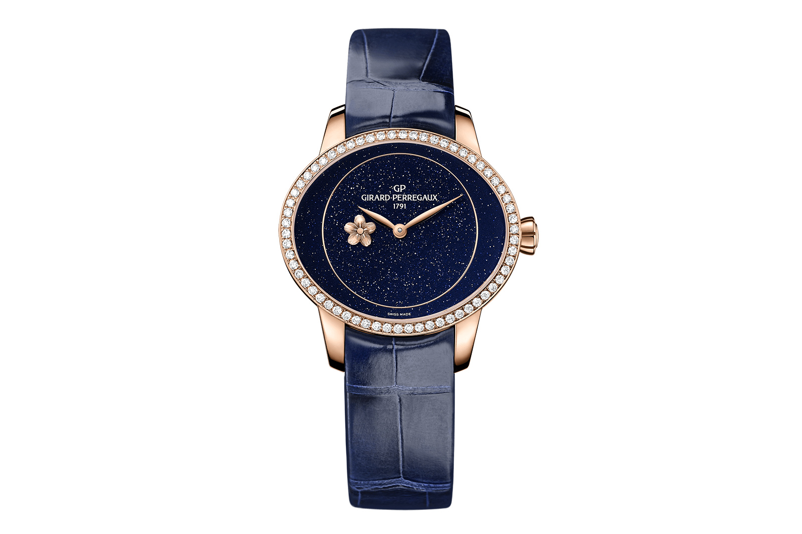  Girard-Perregaux ‘Cat’s Eye Plum Blossom’ watch with aventurine dial and diamond bezel in 18k yellow gold