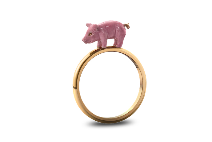  Solange Azagury-Partridge ring from the 'Zodiac' collection with lacquer and yellow gold