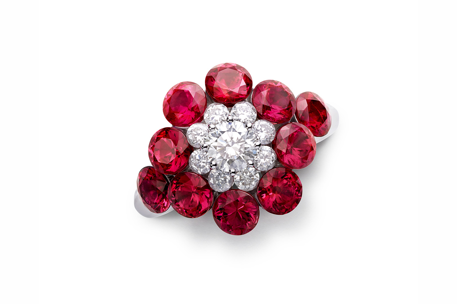  Chopard 'Magical Setting' ring with diamonds and rubies in 18k white gold