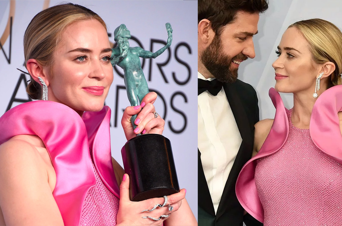  Emily Blunt wearing De Beers Forevermark jewellery at SAG awards 2019 
