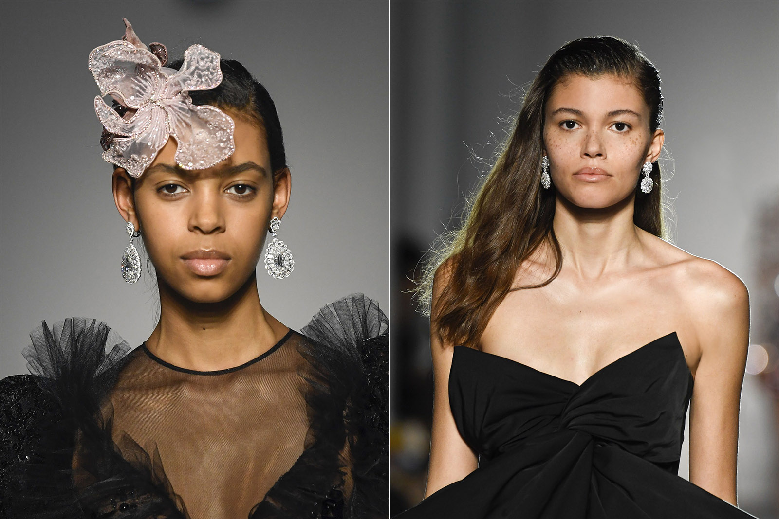  Chopard earrings on the Giambattista Valli catwalk with diamonds in white gold 