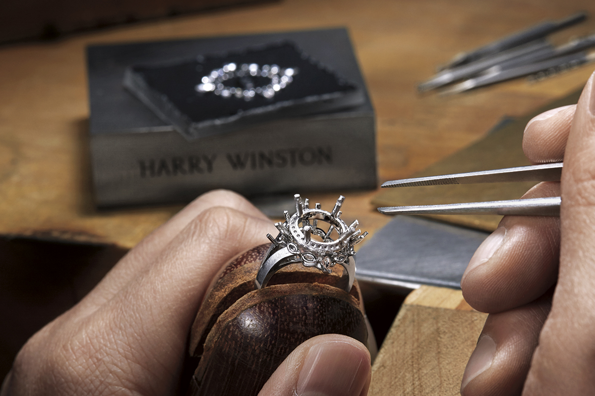  Making of Harry Winston 'Bridal Couture' engagement ring with 3.20ct brilliant cut feature diamond in platinum