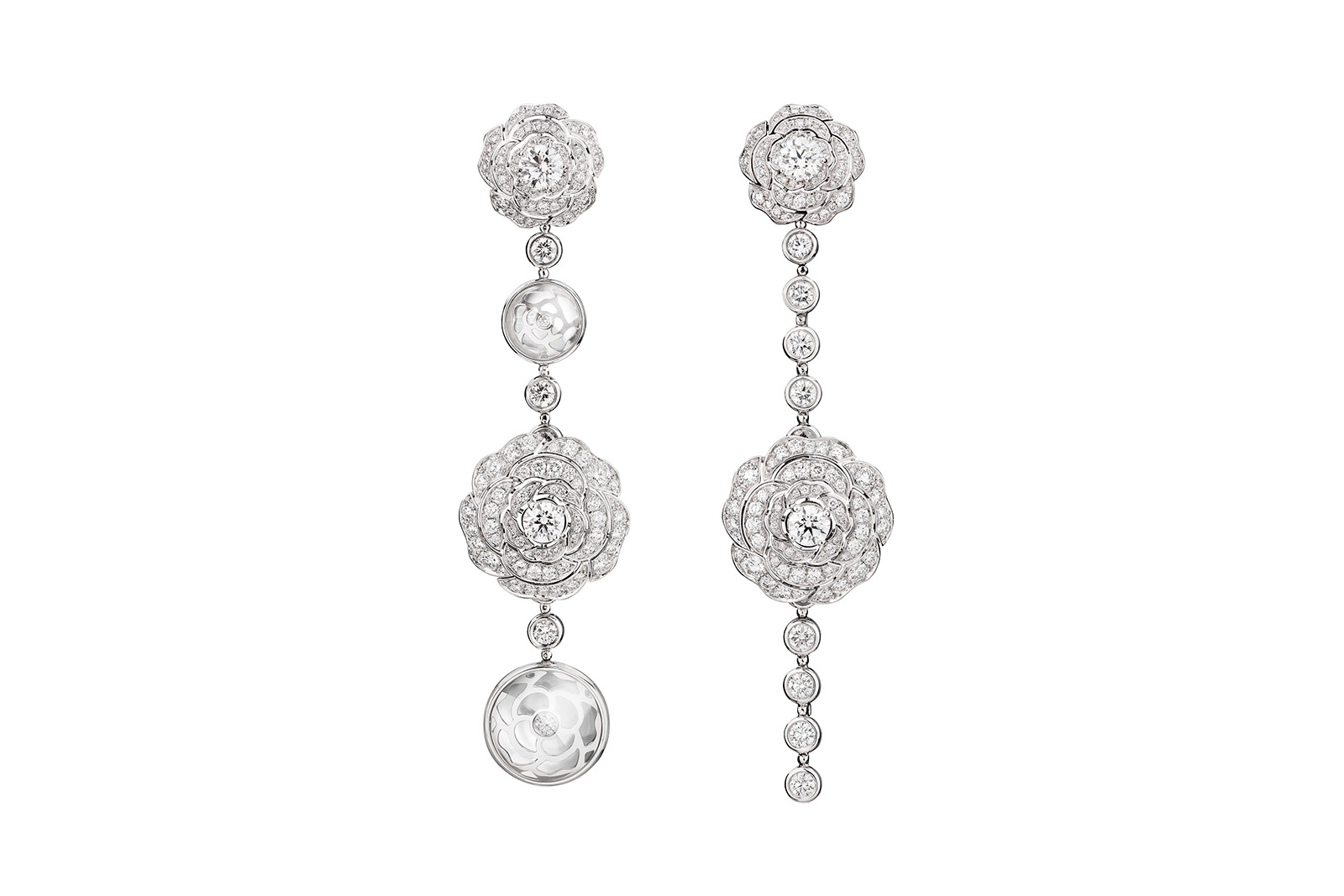  Chanel  '1.5' collection 'Cristal Illusion' earrings with diamonds and rock crystal in white gold