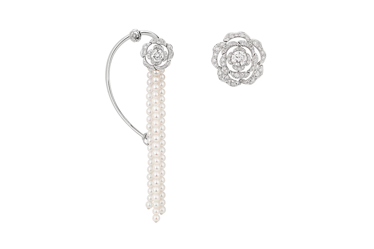  Chanel '1.5' collection 'Perles Intemporelles' earrings with diamonds and cultured pearls in white gold
