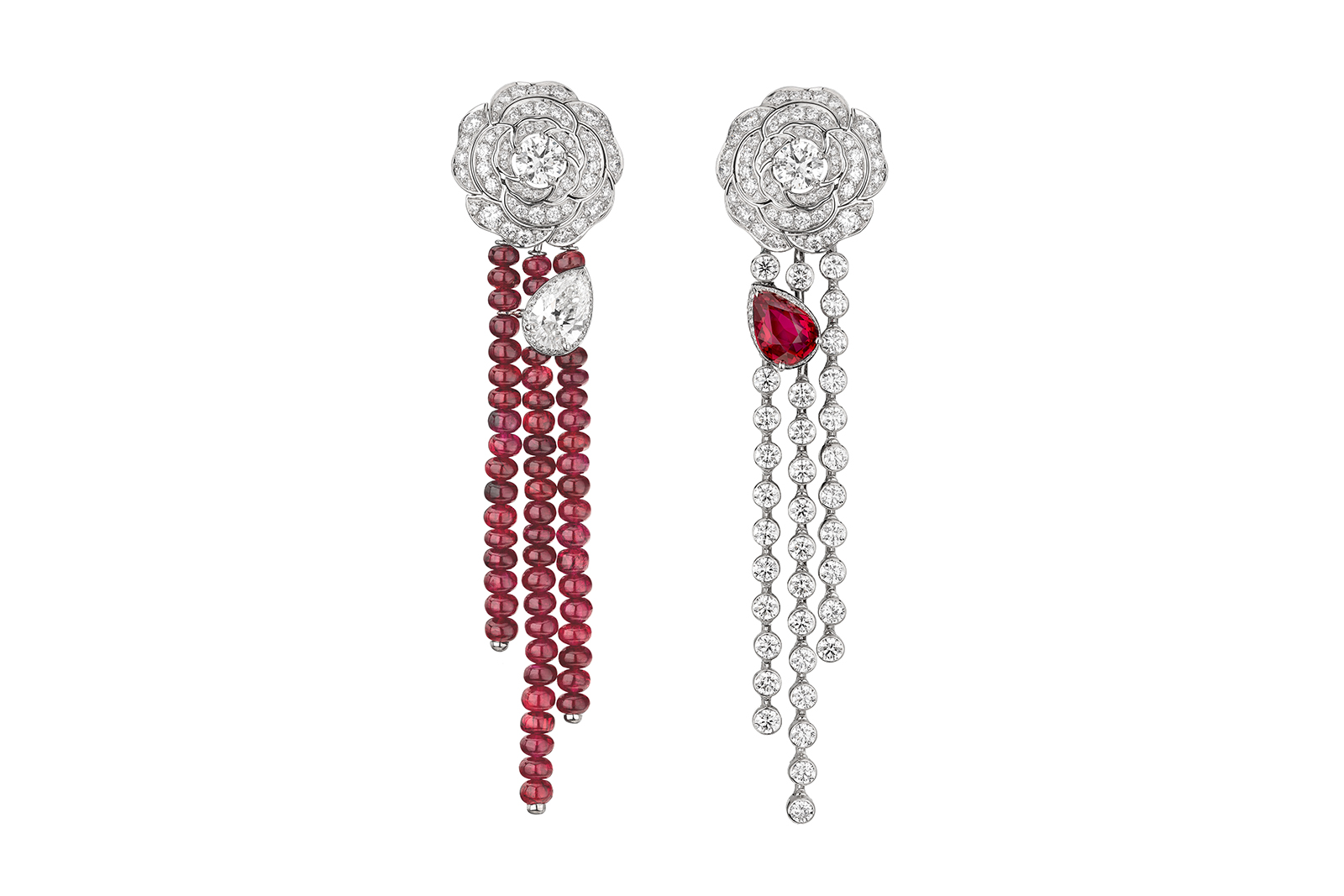  Chanel '1.5' collection 'Rouge Incandescent' earrings with rubies and diamonds in white gold
