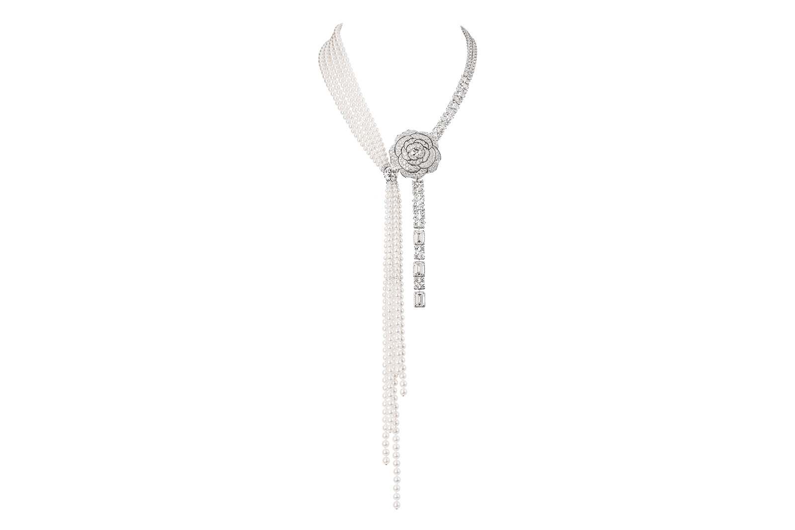  Chanel '1.5' collection 'Contraste Blanc' necklace with diamonds and cultured pearls  in white gold
