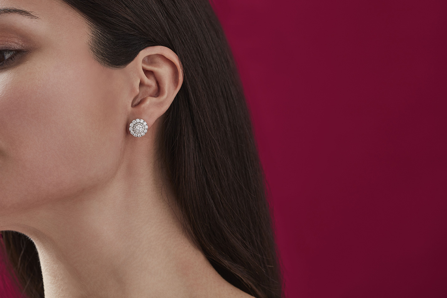  House of Garrard 'Harmony' double halo earrings with diamonds in white gold
