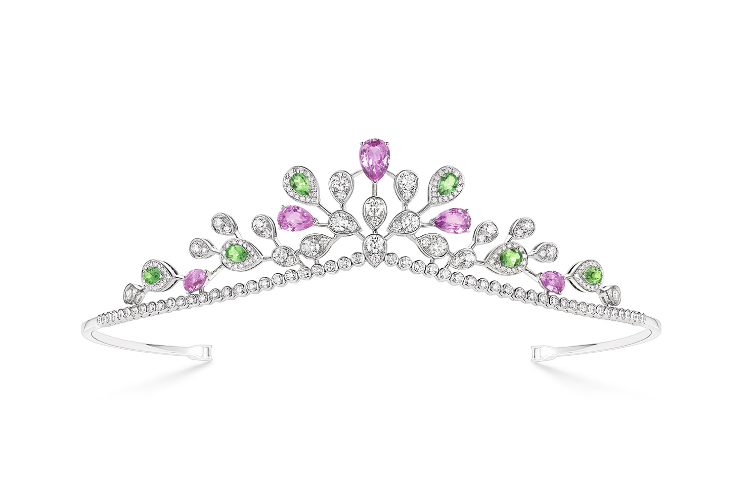  Chaumet 'Joséphine Aigrette Impériale' diadem with pink sapphire, tsavorite garnets and diamonds in white gold