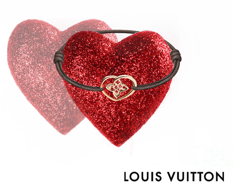 Louis Vuitton rose gold heart pendant on a leather cord