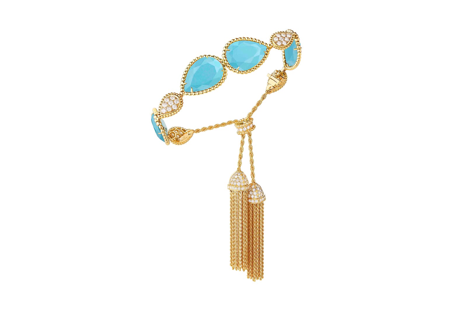  Boucheron ‘Serpent Bohéme’ bracelet with turquoise and diamonds in yellow gold