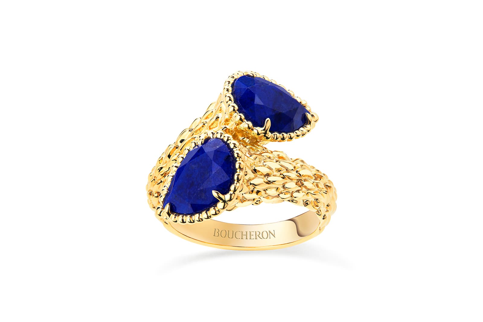  Boucheron ‘Serpent Bohéme’ toi et moi ring with lapis lazuli in yellow gold