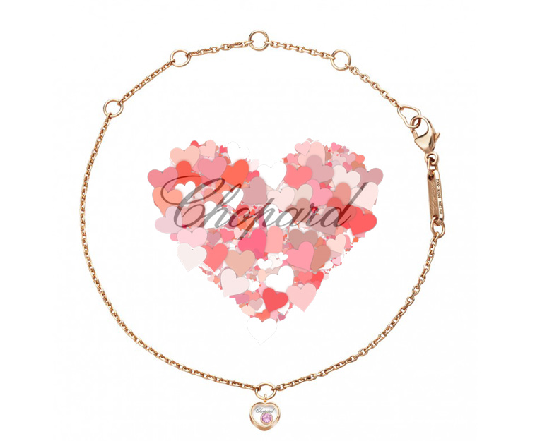 Браслет Chopard из коллекции Happy Diamonds, розовое золото и розовый сапфир чопард
