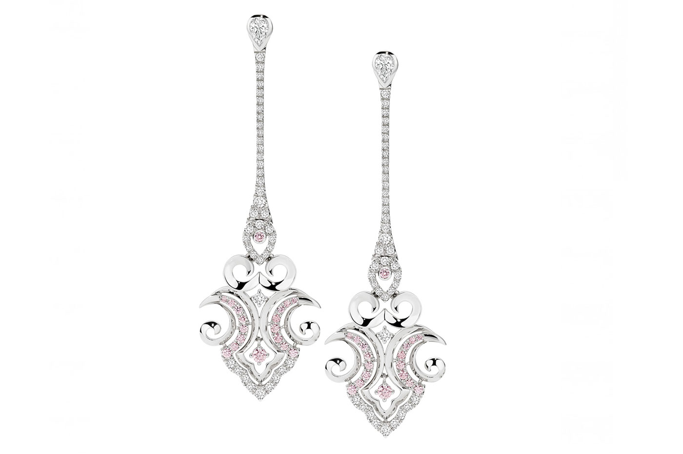 Aveline colourless and pink diamond earrings by Calleija