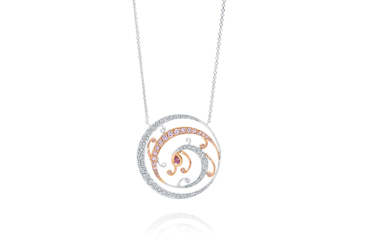  Calleija Cosmos necklace with pink and colourless diamonds set in white and rose gold