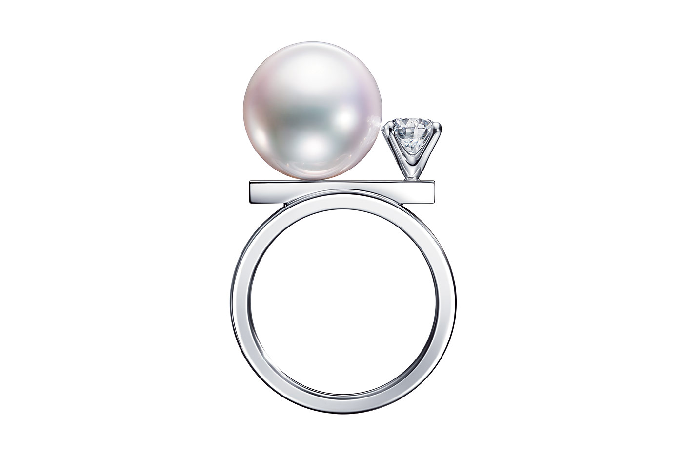  TASAKI 'Balance Class' ring with diamond, South Sea pearl and 18k white gold
