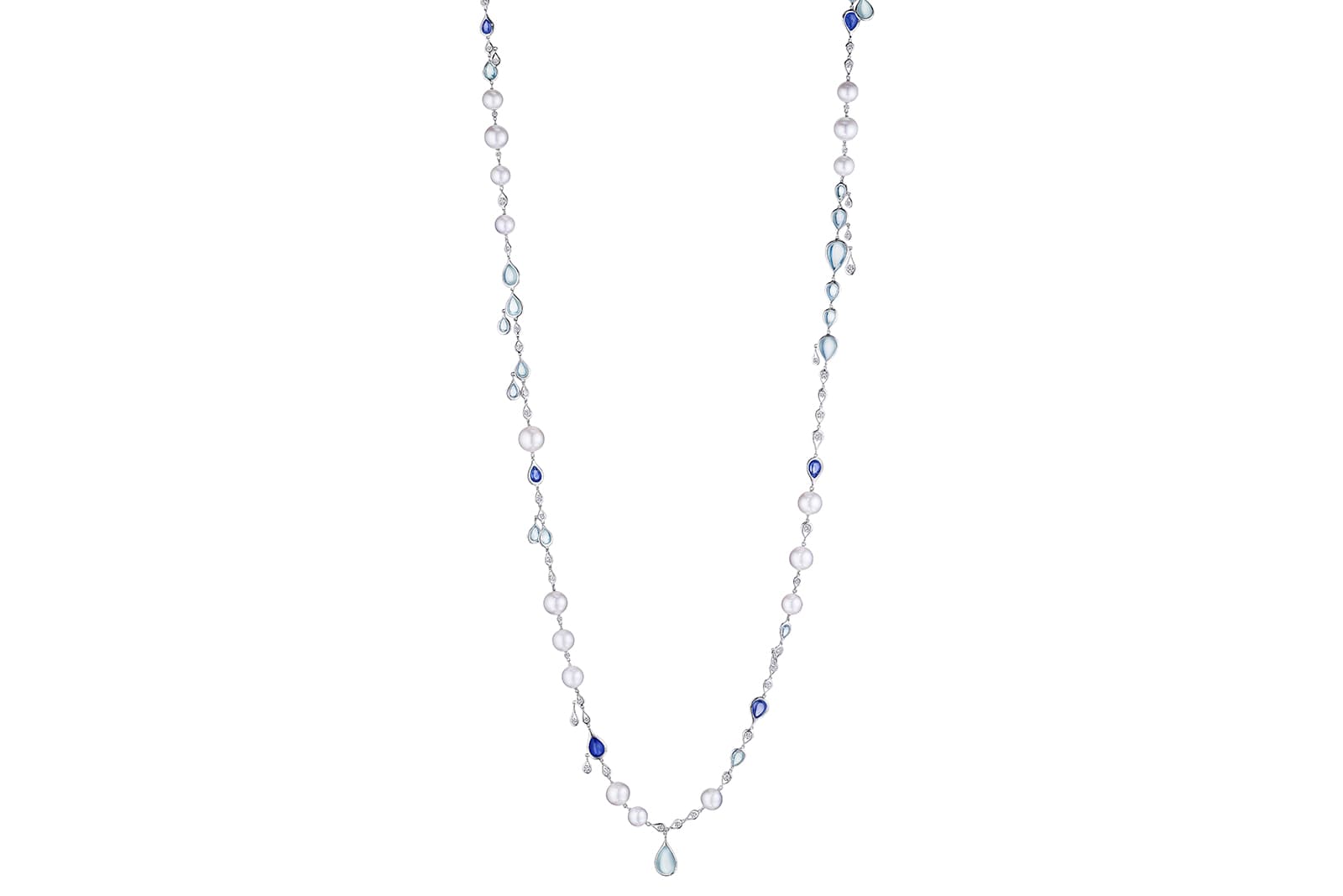  Maria Canale 'Drop' collection necklace with moonstone and sapphires in 18k white gold