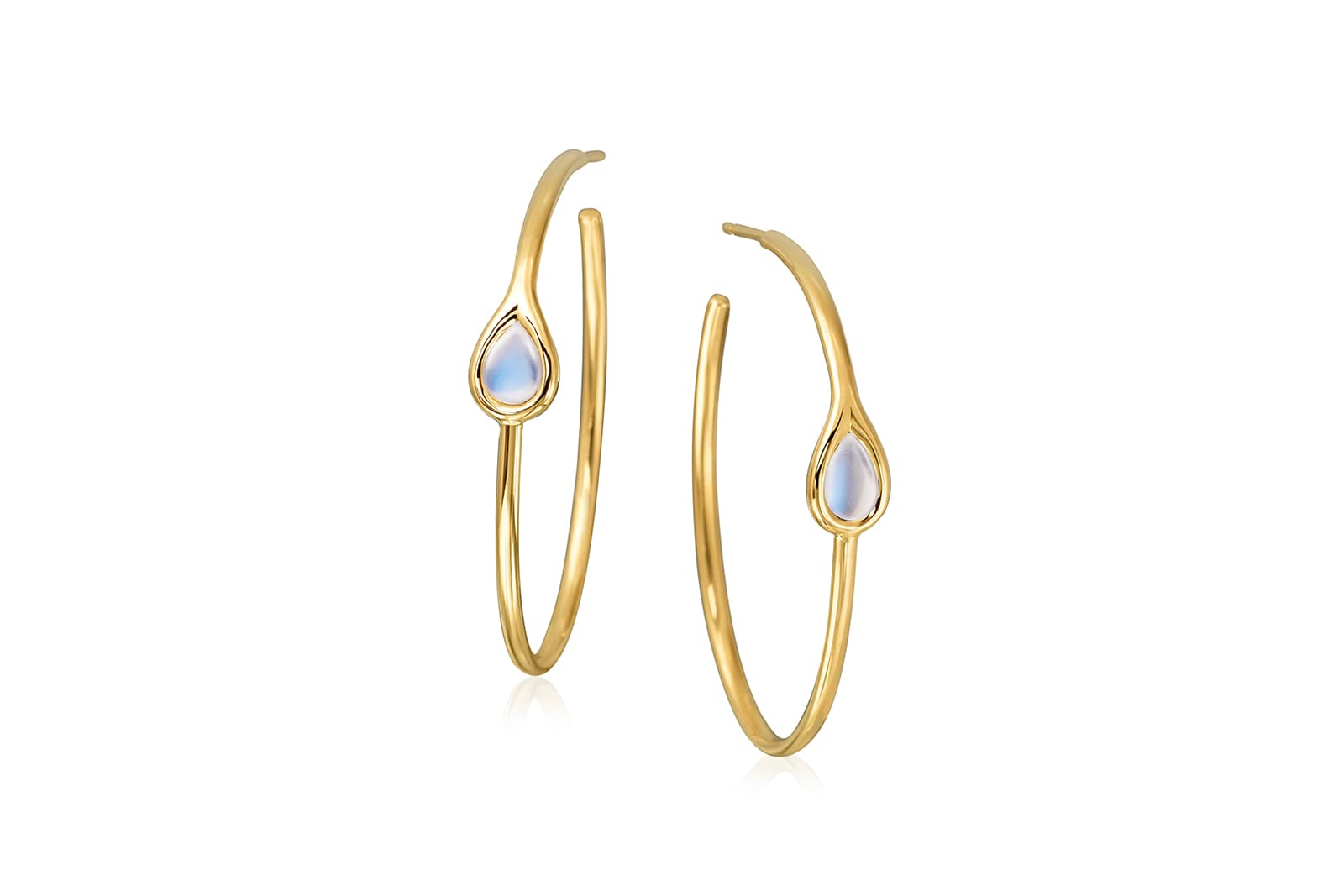  Maria Canale 'Drop' collection large hoop earrings with moonstone in 18k yellow gold