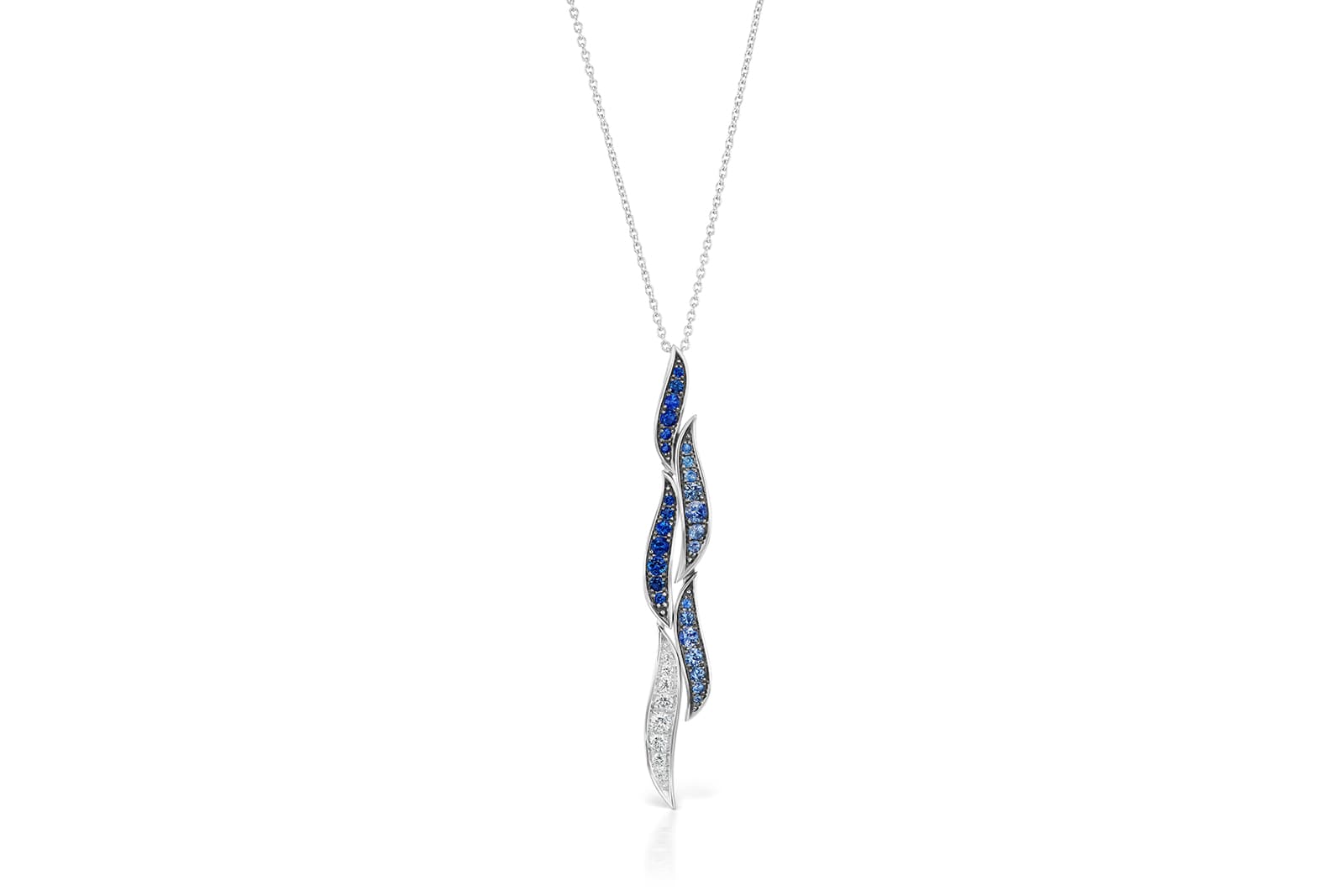  Maria Canale 'Wave' collection pendant with sapphires and diamonds in 18k white gold