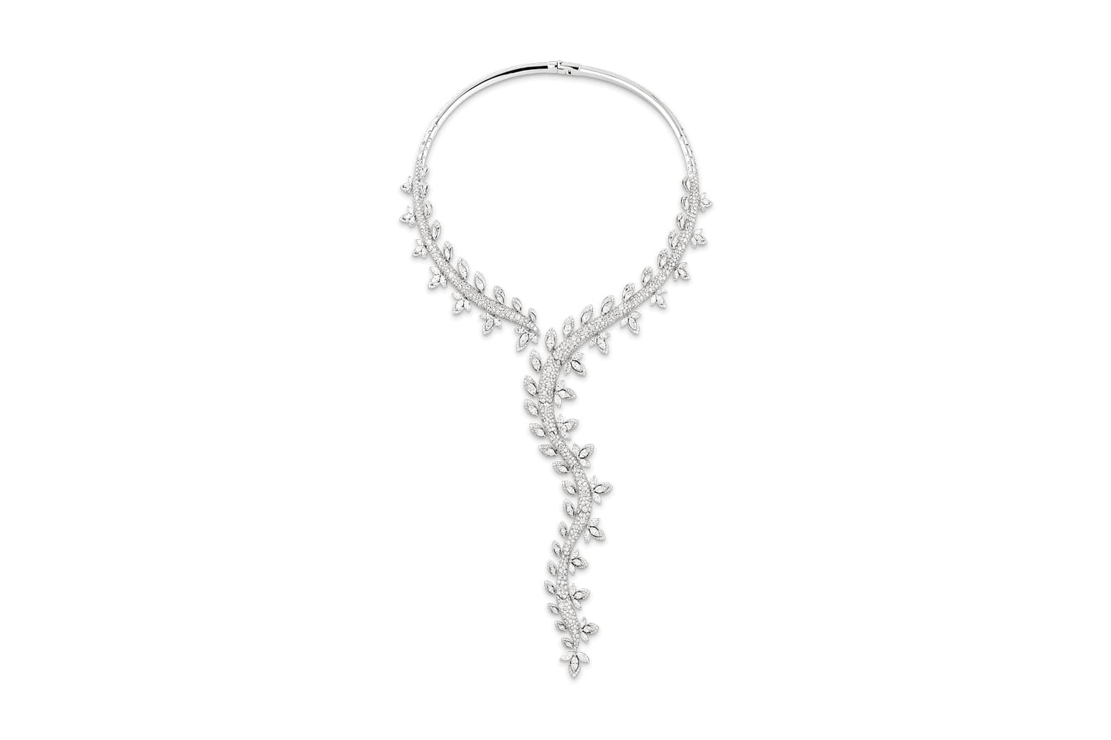  Sartoro 'Gaia Bloom' statement necklace with diamonds in 18k white gold