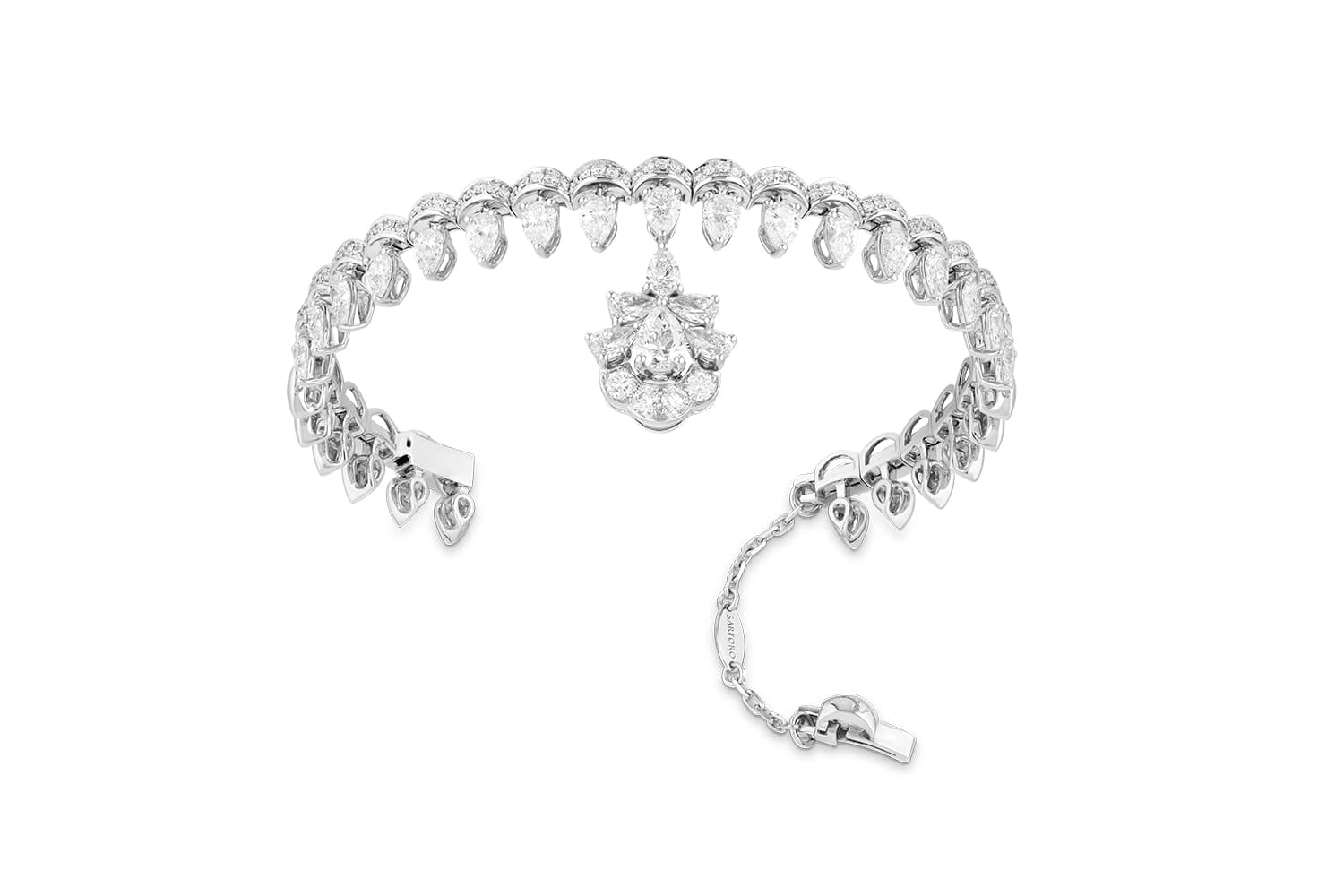  Sartoro 'Gaia Bloom' single drop bangle with diamonds in 18k white gold