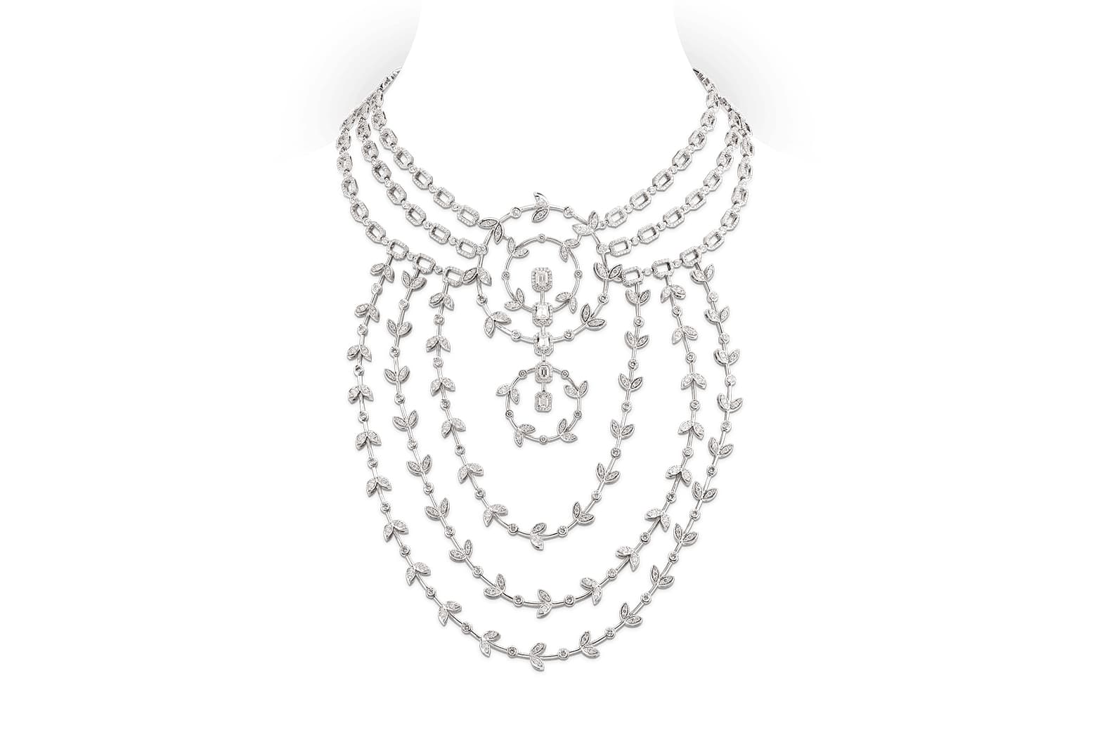 Sartoro 'Sera' statement necklace with diamonds in 18k white gold