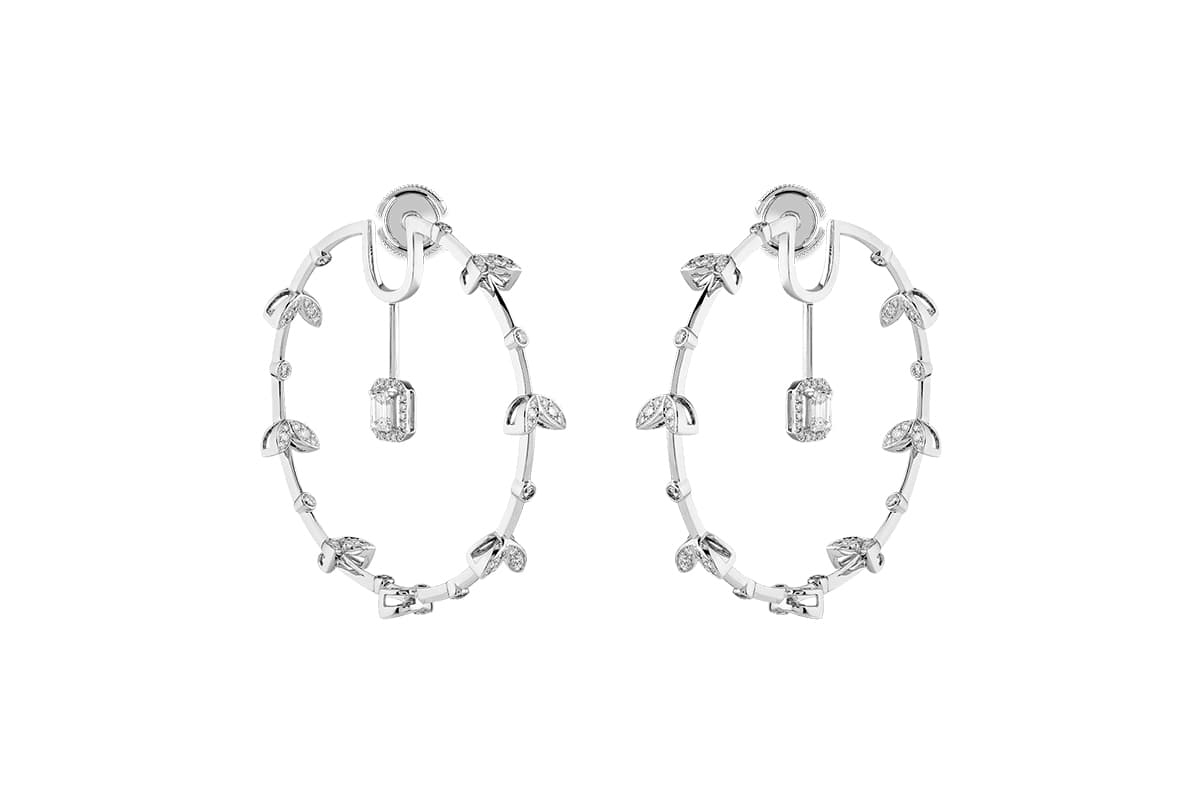  Sartoro 'Sera' hoop earrings with diamonds in 18k white gold
