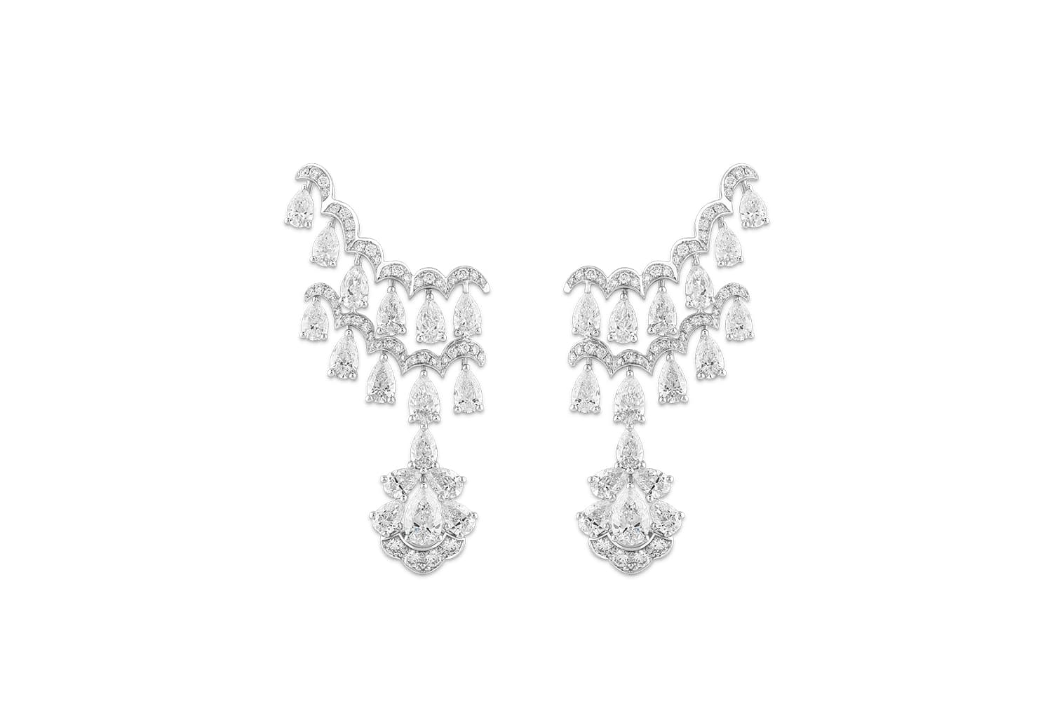  Sartoro 'Gaia Bloom' single drop earrings with diamonds in 18k white gold