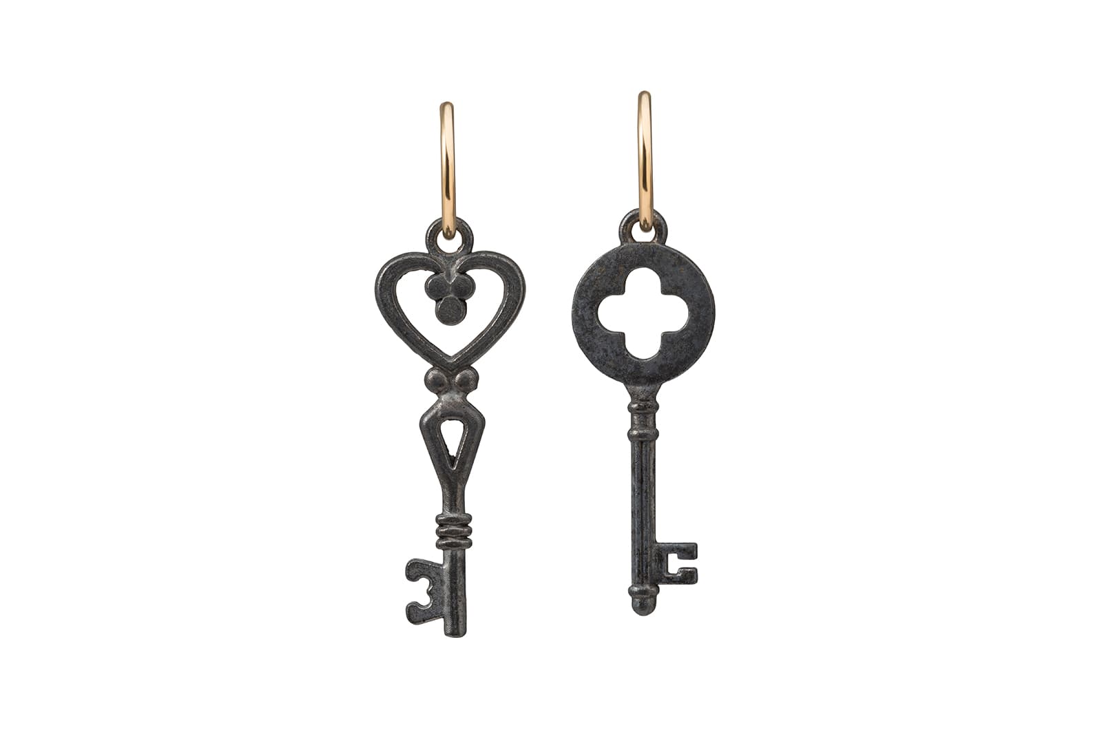 Tessa Packard 'Hide and Seek 3' earrings in 18k yellow gold vermeil, black rhodium and brass