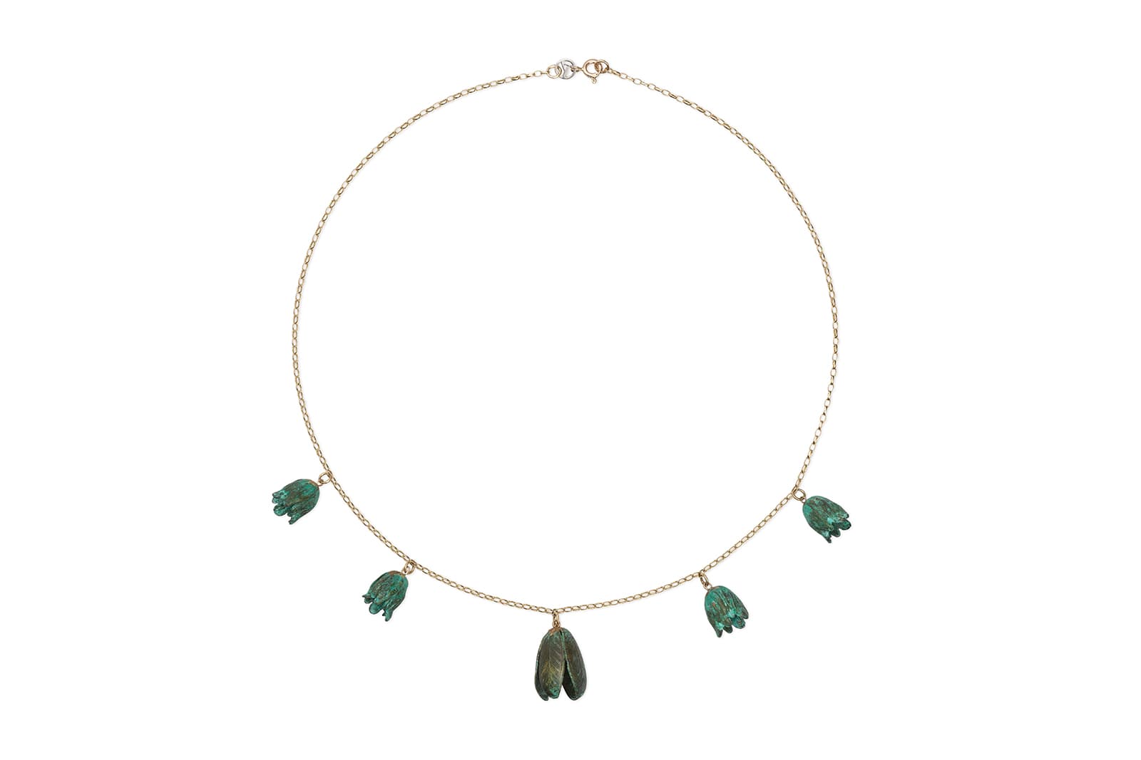  Tessa Packard 'Magic Fairyland' necklace in 9k yellow gold, verdigris brass and sterling silver 